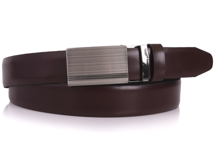 SKÓRZANY Pasek Męski AUTOMAT 3,2cm Garnitur c.BRĄZ