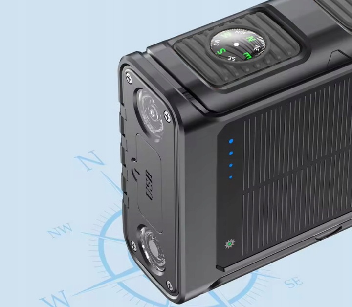 POWERBANK ŁADOWARKA SOLARNY INDUKCJA 36000mAh 8xUSB LATARKA 2x LED USB-C PD