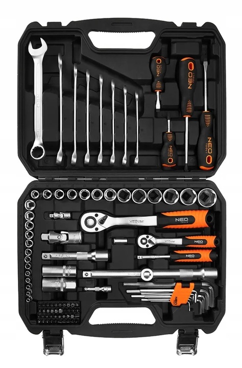 NEO TOOLS Zestaw Kluczy Nasadowych 100 el. 1/2" 1/4" Klucze Płasko Oczkowe