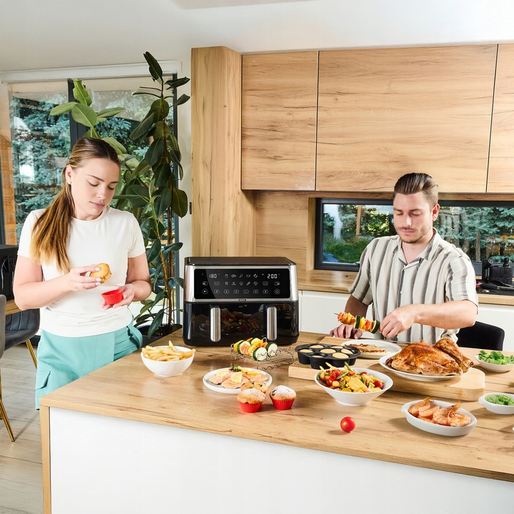 Frytkownica beztłuszczowa Dwukomorowa 10L Air Fryer Yoer 2850W 10