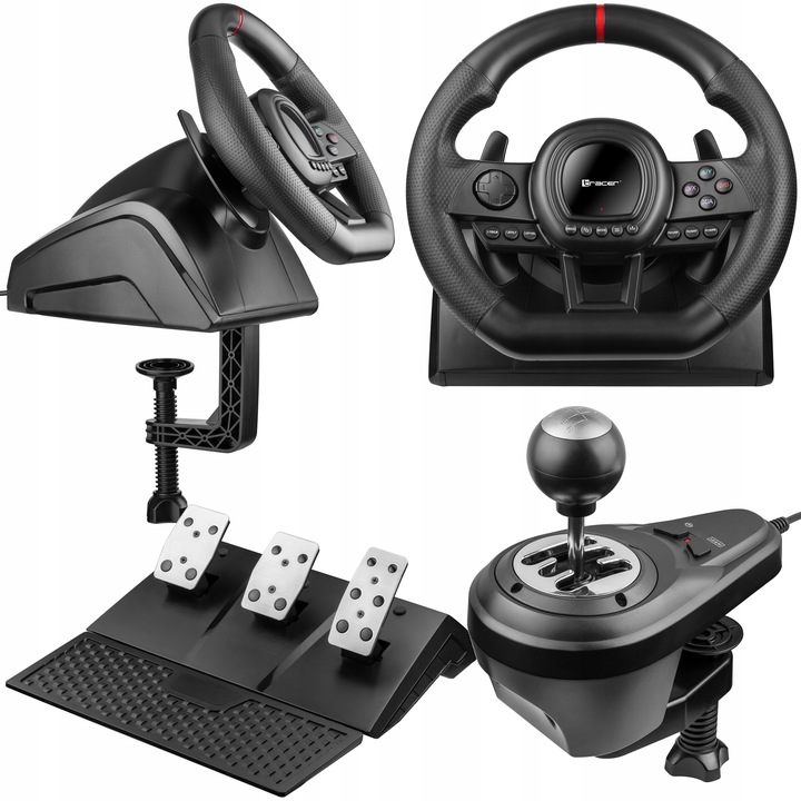 Kierownica 6w1 PC PS4 PS3 XBOX ONE 360 SWITCH PEDAŁY BIEGI TRACER SimRacer