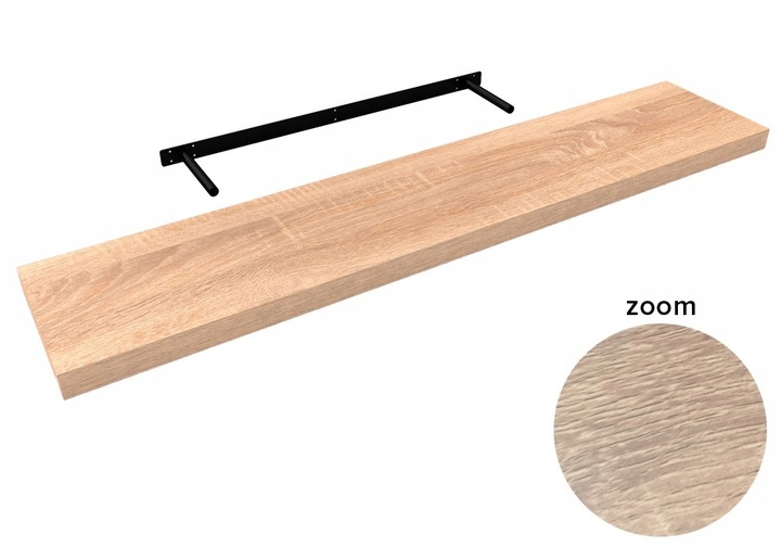 Półka ścienna samowisząca - FS 118x23 Dąb sonoma