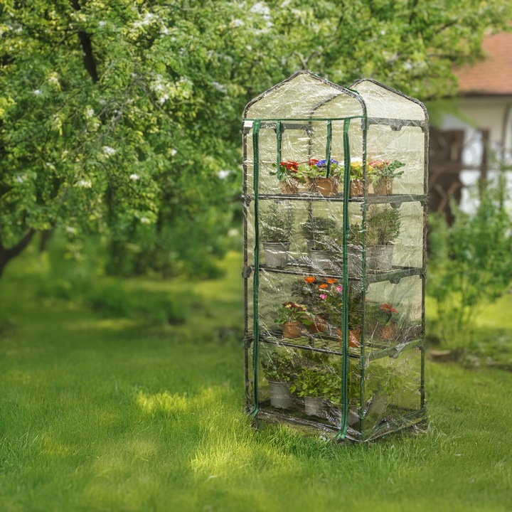 MINI SZKLARNIA 4 PÓŁKI OGRODOWA I BALKONOWA TUNEL - KALMIA I PRZEZROCZYSTA