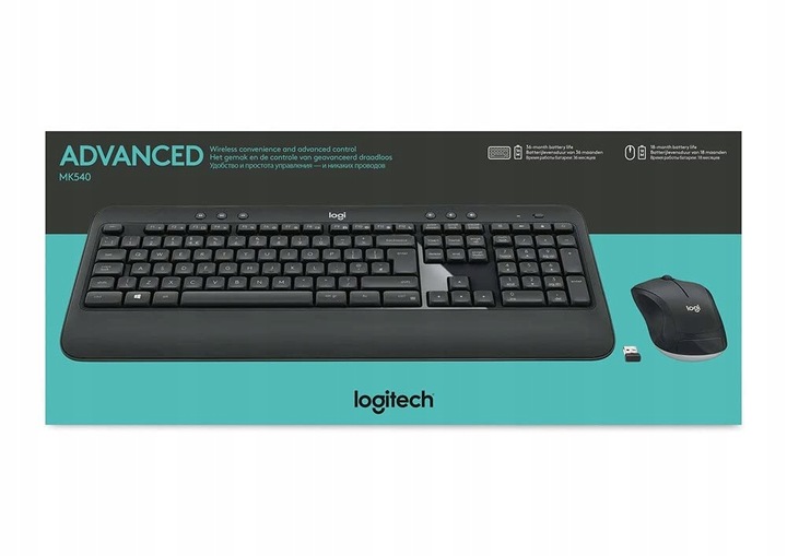 Zestaw Logitech MK540 Bezprzewodowy Klawiatura i Mysz QWERTY czarny