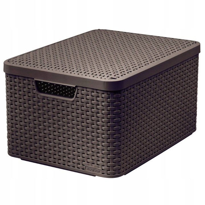 Koszyk z pokrywą brąz 30L CURVER STYLE L PUDEŁKO