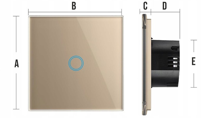 WŁĄCZNIK WYŁĄCZNIK ŚWIATŁA SZKLANY DOTYKOWY POJEDYNCZY ZŁOTY SZKŁO