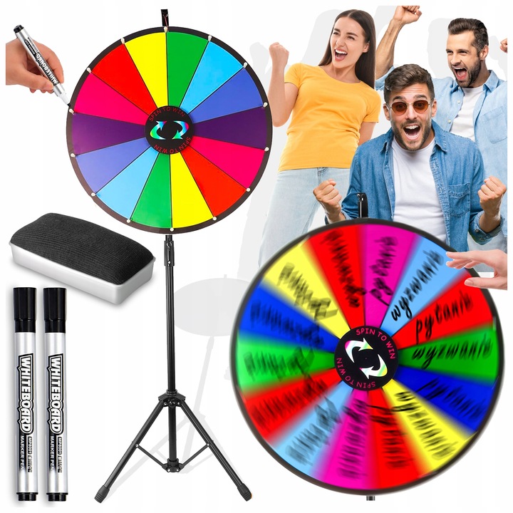 KOŁO FORTUNY ZE STOJAKIEM SUCHOŚCIERALNE 60cm GRA DLA DZIECI ZABAWA +STATYW