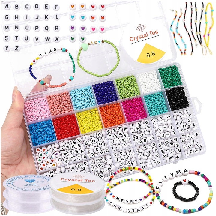 Zestaw do Robienia Tworzenia Bransoletek Koraliki Literki Akcesoria 4200 el