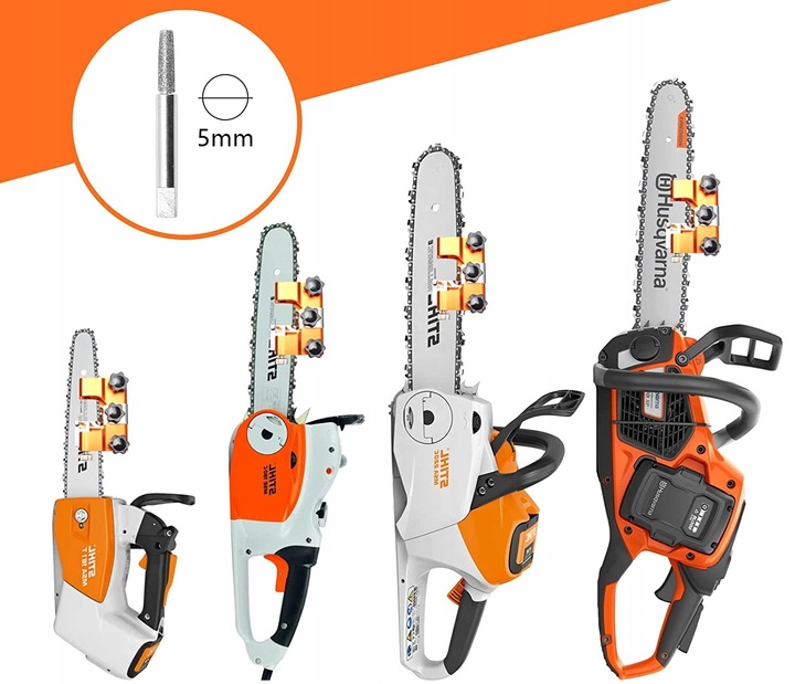 OSTRZAŁKA ŁAŃCUCHÓW PIŁY SPALINOWEJ PILARKI RĘCZNA + 4 OSTRZA OSEŁKI