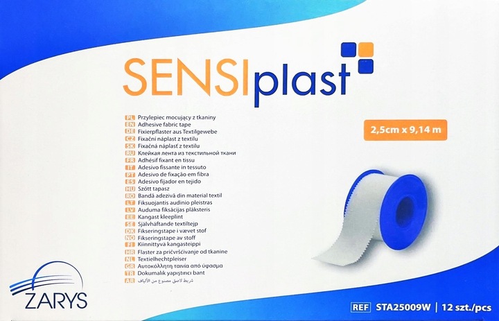 ZARYS - SENSIplast - 2,5cm x 9,14m, 12szt. - przylepiec tkaninowy biały