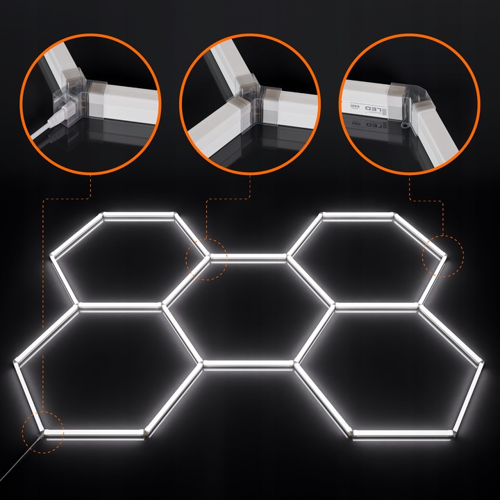 Lampa LED Hexagon Sufitowa Panel Oświetlenie Do Garaż Warsztat 298x209