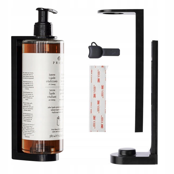 UCHWYT ŚCIENNY NA DOZOWNIK MYDŁA BALSAMU ŻELU PRIJA MOCNY + TAŚMA 3M