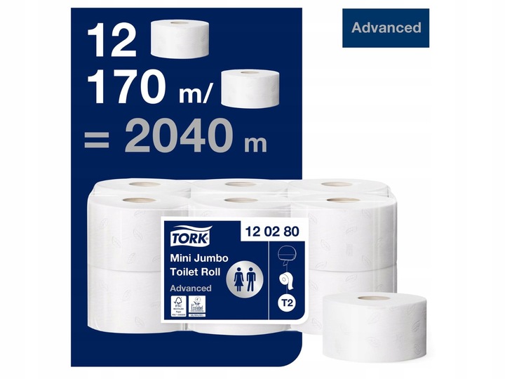 Papier toaletowy Tork 120280 Advanced T2 Jumbo x12