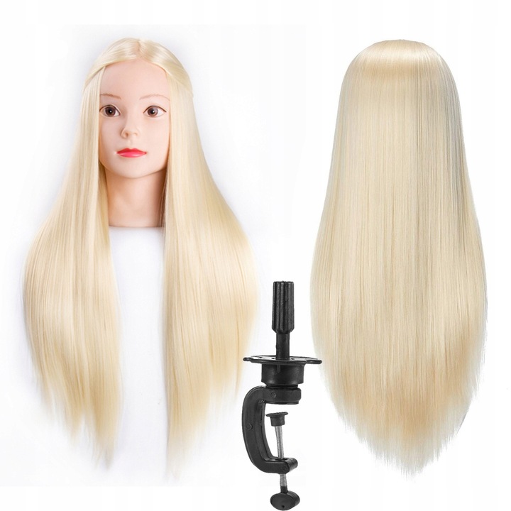 GŁÓWKA GŁOWA FRYZJERSKA TRENINGOWA DO CZESANIA STATYW TERM WŁOS 70cm BLOND1