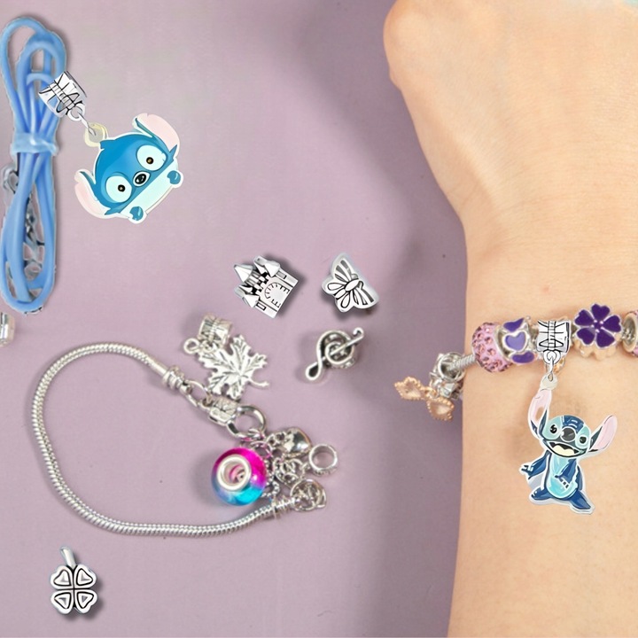 ZESTAW KORALIKÓW DO ROBIENIA BRANSOLETEK BIŻUTERII CHARMS STITCH LILO STICH
