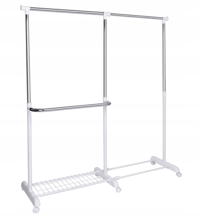 WIESZAK NA UBRANIA BUTY KÓŁKACH STOJĄCY STOJAK SKANDYNAWSKI BIAŁY