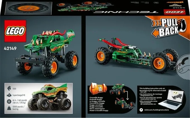 LEGO Technic Monster Jam Dragon Napęd PullBack 2w1