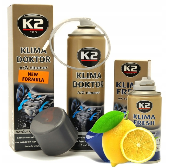 ZESTAW DO ODGRZYBIANIA I ODŚWIEŻANIA KLIMATYZACJI K2 LEMON I KLIMA DOKTOR