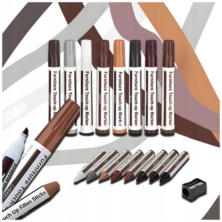 ZESTAW NAPRAWCZY MARKERY DO RYS NAPRAWY PANELI MEBLI DREWNA DRZWI WOSK