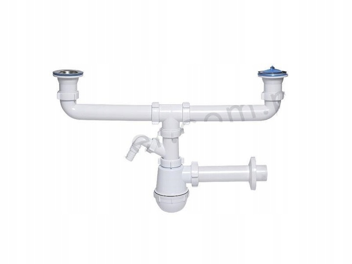 Syfon Zlewu DWUKOMOROWEGO 50 mm Odpływ PODWÓJNY Zlewozmywaka Sitko Manua W2
