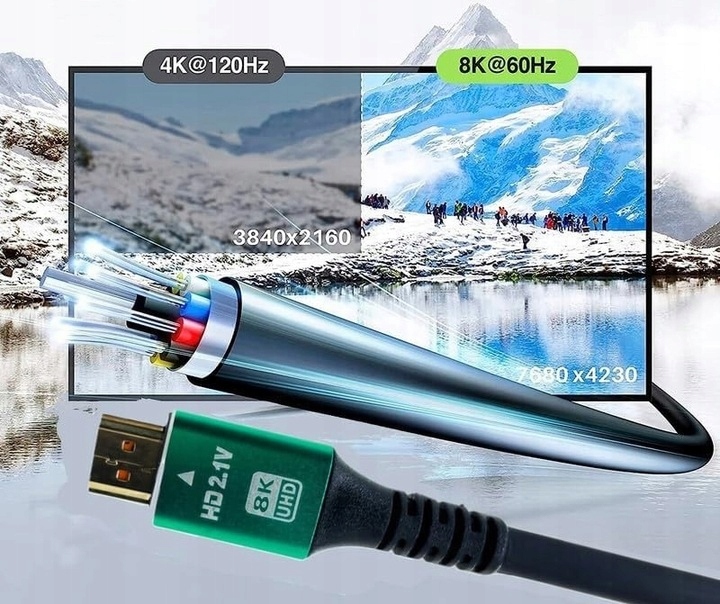 Kabel PRZEWÓD ZŁĄCZE ULTRA HIGH SPEED 2.1 UHD 8K 4K 10 m POZŁACANY