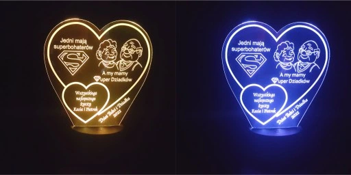 Prezent na Dzień Babci i Dziadka Statuetka dla Dziadków lampka LED + GRAWER