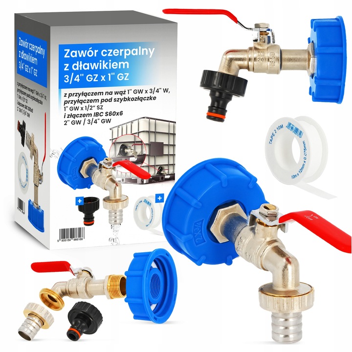 ZAWÓR MAUZERA KRAN ZBIORNIKA 1000l 3/4x1 CZERPALNY MAUSERA IBC