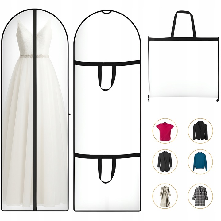 POKROWIEC NA SUKNIE ŚLUBNĄ, UBRANIA, KOSZULE SOLIDNY i DŁUGI, WESELE