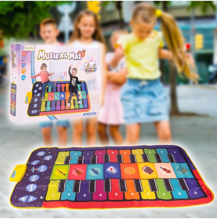 OGROMNA MATA MUZYCZNA DO TAŃCZENIA EDUKACYJNA INTERAKTYWNA GRA 140 X 70 CM