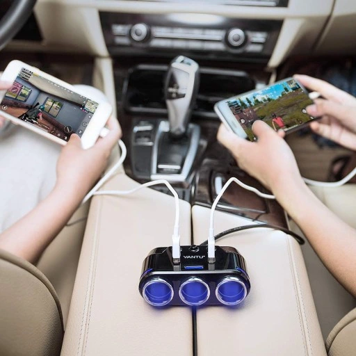 ROZDZIELACZ GNIAZDA ZAPALNICZKI 12V/24V ŁADOWARKA 3.1A + WOLTOMIERZ