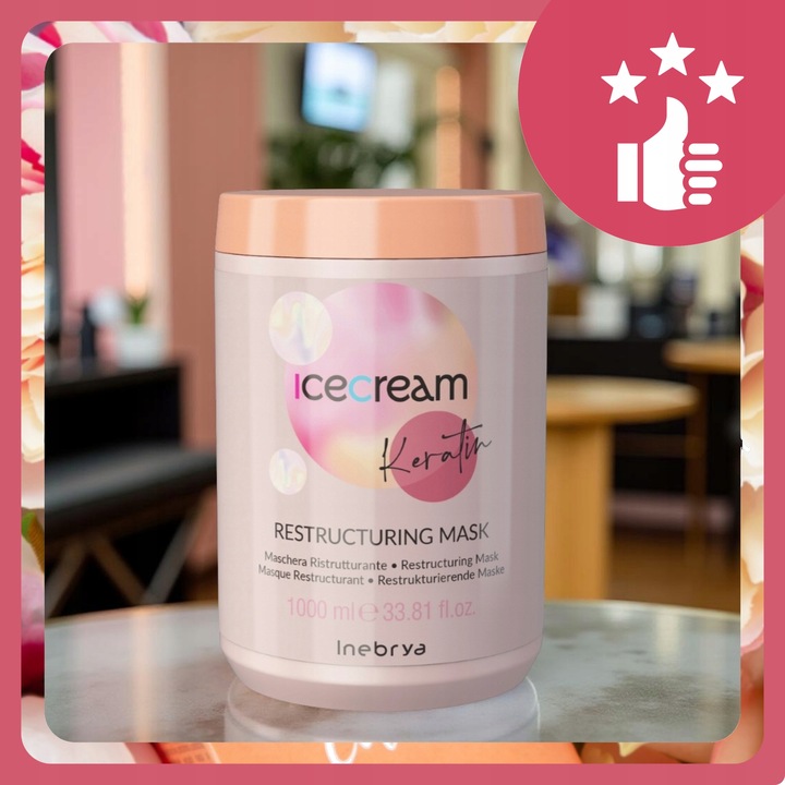 Maska do Włosów Łamliwych Zniszczonych Rekonstruująca Inebrya Keratin 1L