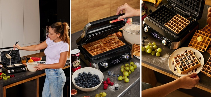 Gofrownica Yoer 2 DUŻE GOFRY +4 automatyczne programy +Regulacja chrupkości