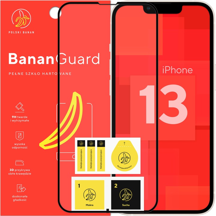 Szkło hartowane 5D BananGuard pełne do Apple iPhone 13