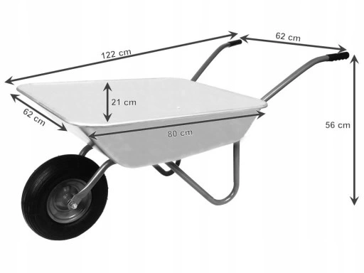 TACZKA OGRODOWA LEKKA OCYNKOWANA MOCNA Z METALOWYM KOŁEM 120 L / 80L