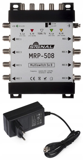 Multiswitch satelitarny DVB-T2 MRP-508 5 wejść 8 wyjść 5/8 Signal