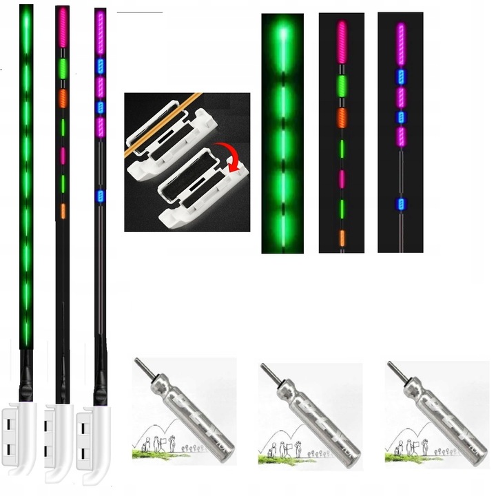 Komplet 3x Świecący Sygnalizator Fedeer - Drgająca Szczytówka + 3 Baterie