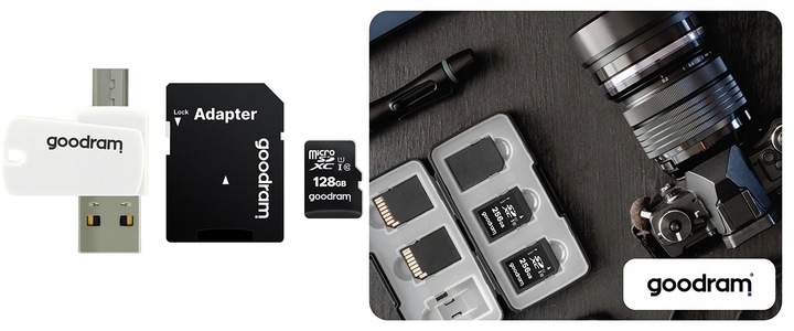 Karta pamięci GOODRAM 128GB kl10+ czytnik +adapter