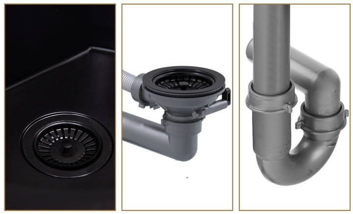 SYFON do ZLEWU jednokomorowego ZLEWOZMYWAKA kuchennego MANUALNY przyscienny