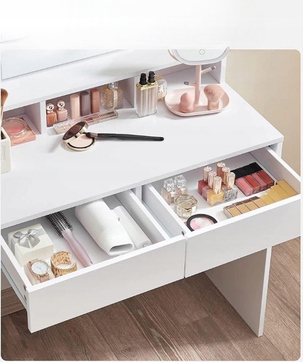 Toaletka biała lustro kosmetyczna oświetlenie 9 LED