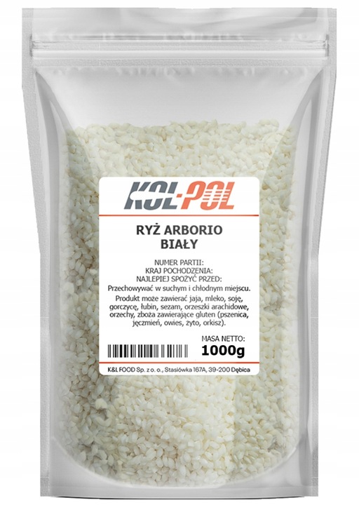 RYŻ ARBORIO 1kg Naturalny biały ryż do risotto kremowy jakość Kol-Pol