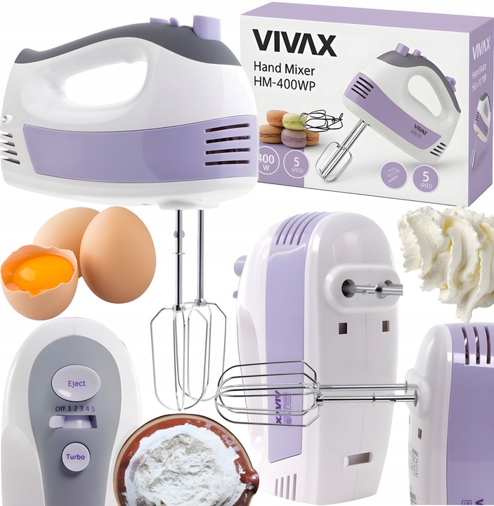 MIKSER RĘCZNY VIVAX TURBO 400W MIESZADŁA I TRZEPACZKI ZE STALI