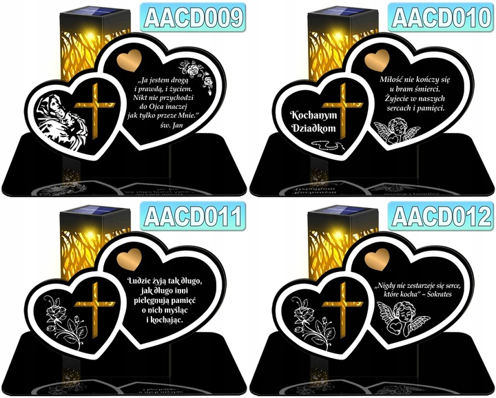 ZNICZ SOLARNY LED WIECZNY DLA DZIADKÓW NA CMENTARZ GRÓB lampka Serce 3D