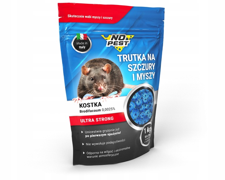 ULTRA MOCNA KOSTKA TRUTKA NA SZCZURY I MYSZY NO PEST BRODIFAKUM 1KG