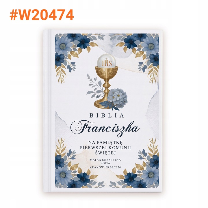 Biblia dla dzieci Prezent Chrzest Pamiątka Chrztu Komunii Nadruk na Okładce