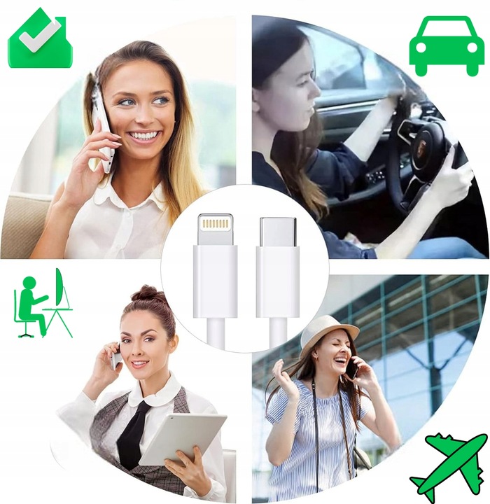 Ładowarka do Apple z Lightning dla IPHONE IPAD SZYBKIE ŁADOWANIE +KABEL MOC