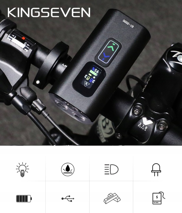 Mocna Lampka ROWEROWA Światło LED przód + tył 2000lm latarka 10000mAh ROWER