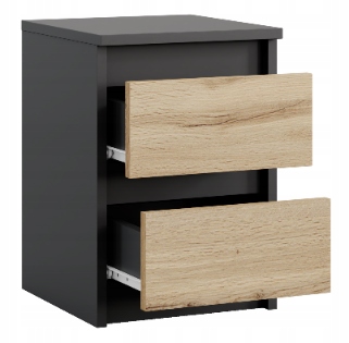 SZAFKA NOCNA ANTRACYT WOTAN STOLIK NOCNY DWIE SZUFLADY 30cm SYPIALNIA