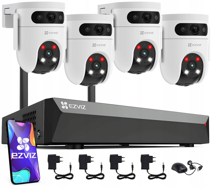 Zestaw Monitoringu WiFi EZVIZ 4 Kamery 10Mpx (5MP+5MP) Obrót 360° NVR 8CH