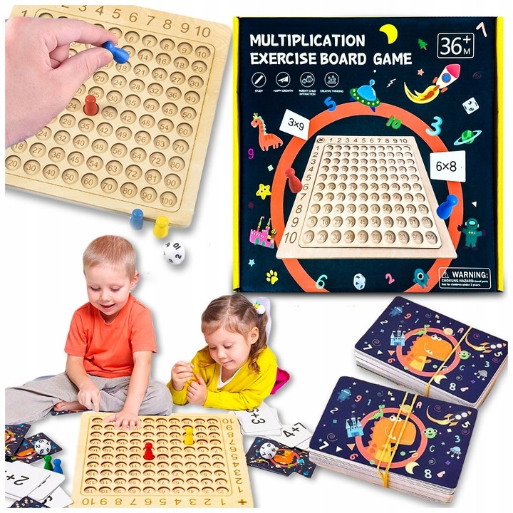 GRA EDUKACYJNA PLANSZOWA TABLICZKA MNOŻENIA + DODAWANIA NAUKA TABLICZKI