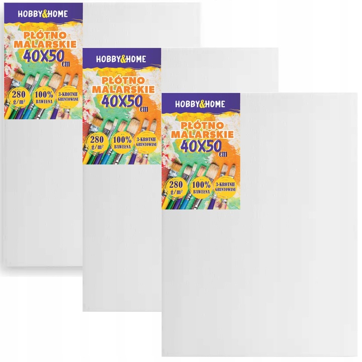 PŁÓTNO MALARSKIE DO MALOWANIA PROFESJONALNE PODOBRAZIE ZESTAW 3szt 40x50 cm